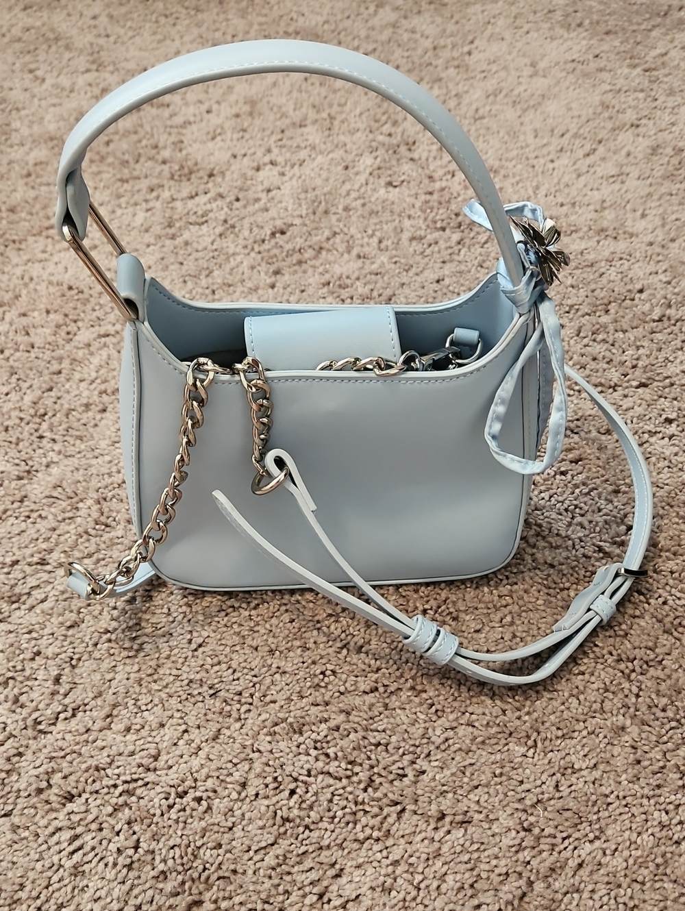 Madden Girl Light Blue Shoulder Bag with Silver Chain Detail NWOT